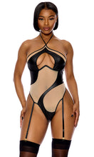 Load image into Gallery viewer, Forplay: Catch My Wave Mesh Halterneck Teddy Set - Black
