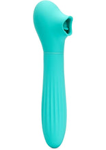 Load image into Gallery viewer, Nu Sensuelle Daisy Rechargeable Silicone Triple Action Thrusting Tongue Suction Vibrator - Electric Blue
