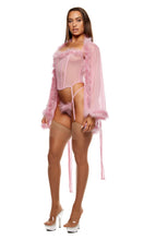 Load image into Gallery viewer, FORPLAY: Bare It All Mesh Marabou Robe - Mauve
