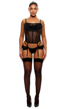 Load image into Gallery viewer, FORPLAY : Princess Treatment Draped Mesh Bustier Lingerie Set
