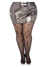 Load image into Gallery viewer, Leg Avenue Celestial Net Tights - 1X-2X - Black
