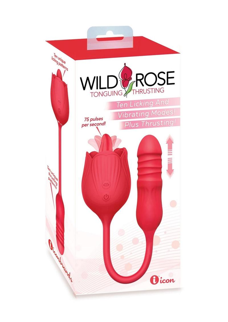 Wild Rose Lick & Thrust Rechargeable Silicone Dual Vibrator with Clitoral Stimulator