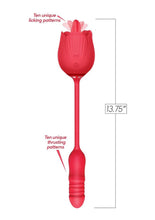 Load image into Gallery viewer, Wild Rose Lick &amp; Thrust Rechargeable Silicone Dual Vibrator with Clitoral Stimulator
