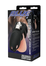 Load image into Gallery viewer, Blue Line : Silicone Cock Cage with Ball Divider Small 2in - Black
