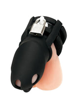 Load image into Gallery viewer, Blue Line : Silicone Cock Cage with Ball Divider Small 2in - Black
