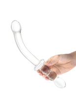 Load image into Gallery viewer, Glas 12” Girthy Ribbed G-Spot Glass Dildo with Handle Grip Double End
