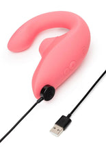 Load image into Gallery viewer, Womanizer Blend Rechargeable Silicone Vibrator with Clitoral Stimulator - Vibrant Rose
