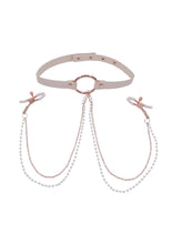 Load image into Gallery viewer, Sex &amp; Miscielf Peaches 'n CreaMe Collar with Nipple Clamps - Ivory/Rose Gold
