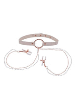 Load image into Gallery viewer, Sex &amp; Miscielf Peaches 'n CreaMe Collar with Nipple Clamps - Ivory/Rose Gold
