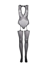 Load image into Gallery viewer, Le Desir Contrast Suspender Bodystocking - O/S - Black
