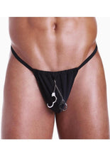 Load image into Gallery viewer, Fundies Hundcuff G-String With Toy Handcuffs - OS - Black
