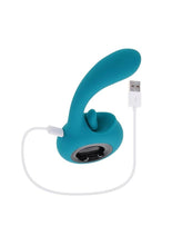 Load image into Gallery viewer, "How Many Licks" Rechargeable Silicone Vibrator with Clitoral Stimulator - Blue
