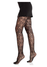 Load image into Gallery viewer, Leg Avenue Camellia Lace Tights - Black - O/S
