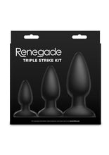 Load image into Gallery viewer, Renegade Triple Strike Silicone Anal Plug Kit (3pc Set) - Black
