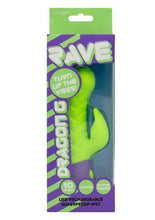 Load image into Gallery viewer, Rave Dragon G Rechargeable Silicone Rabbit Vibrator - Green/Purple
