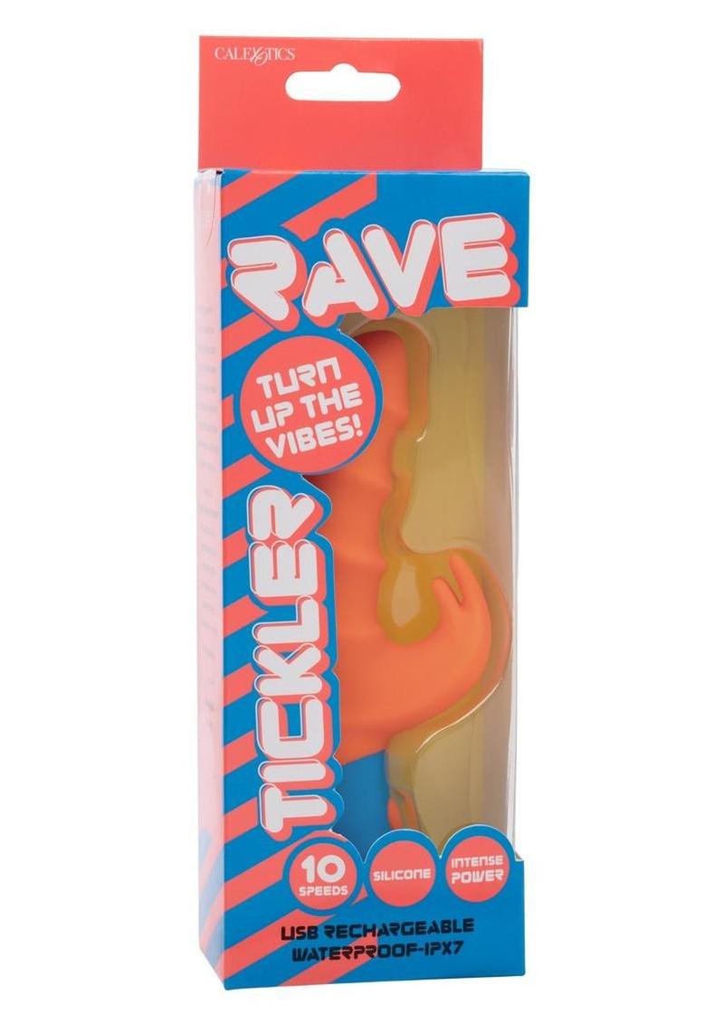 Rave Tickler Rechargeable Silicone Rabbit Vibrator - Orange/Blue