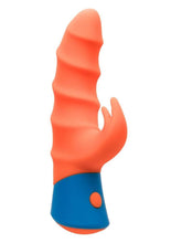Load image into Gallery viewer, Rave Tickler Rechargeable Silicone Rabbit Vibrator - Orange/Blue
