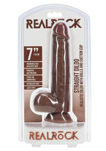Load image into Gallery viewer, RealRock Realistic Skin Straight Realistic Dildo with Balls and Suction Cup 7in - Chocolate
