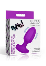 Load image into Gallery viewer, Bang! Ribbed Vibrating Silicone Butt Plug - Purple
