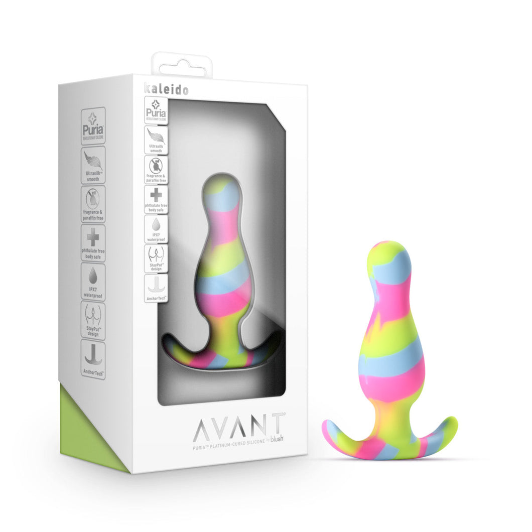 Blush:Avant | Kaleido Lime: Artisan 3 Inch Tapered Stayput™ Butt Plug with Pleasure Curves