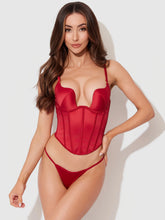 Load image into Gallery viewer, HOUSE OF DESIRE: Brigeta Fitted Deep Plunge Push Up Bustier With G-String
