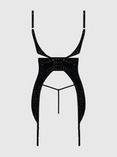 Load image into Gallery viewer, House of Desire: SNAKE VELVET-BURNOUT MESH CHEMISE &amp; G-STRING SET
