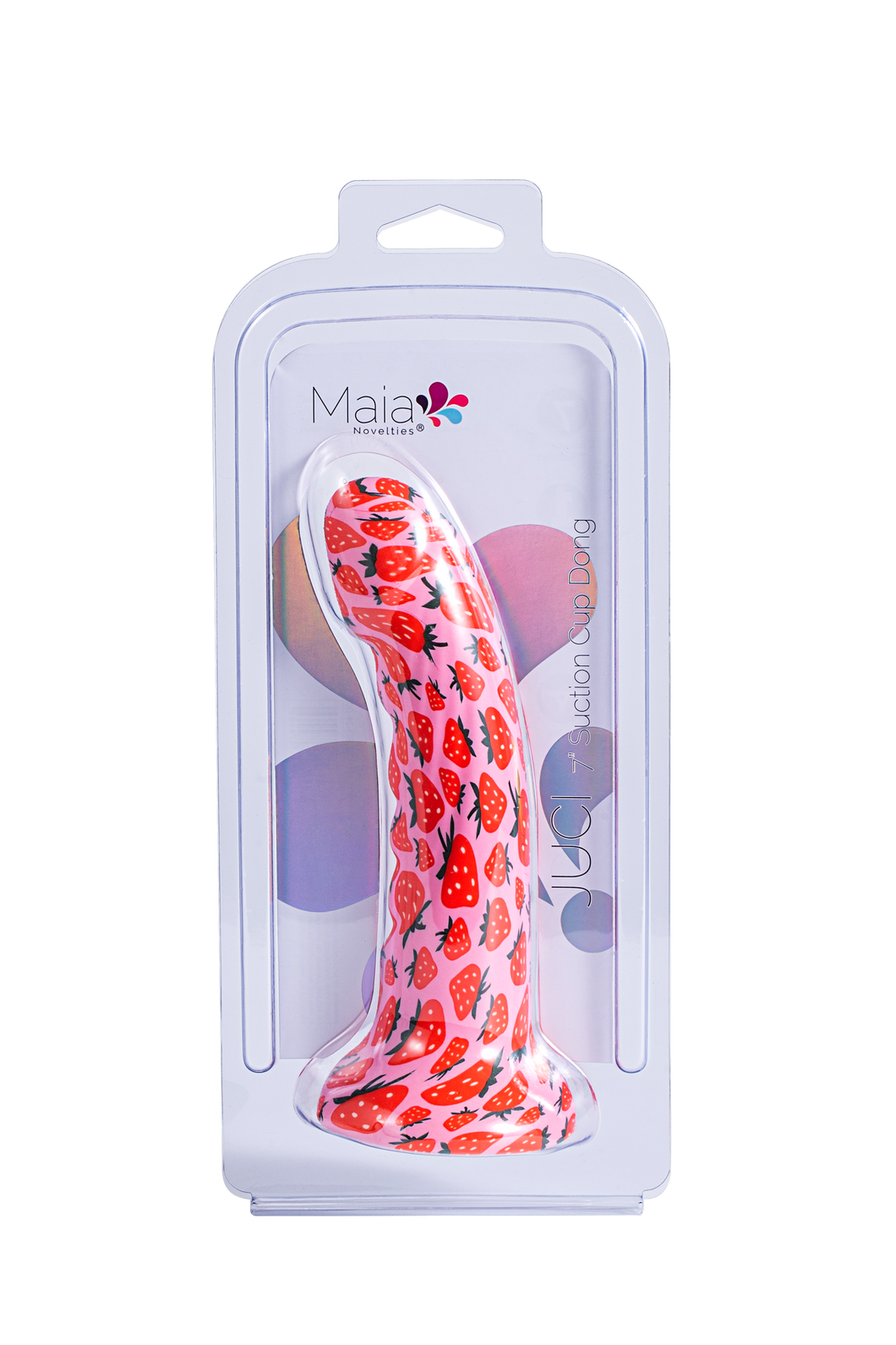 Maia : JUCI 7-Inch Strawberry Print Silicone Suction Cup Dong