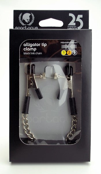Spartacus: Adjustable Alligator Nipple Clamps - BLACK Link Chain SPF-27BK