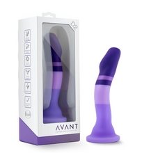Load image into Gallery viewer, Avant D2 Curved G-Spot Dildo with Suction Cup Base 7in - Purple Rain
