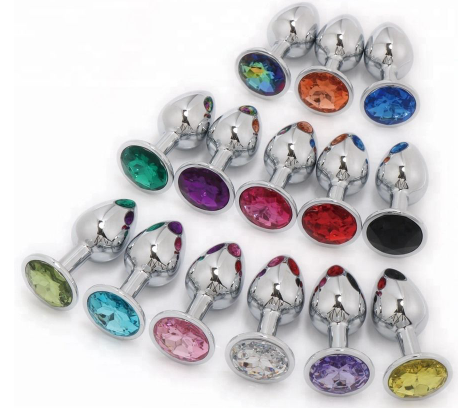 PINK ELEPHANT: Round Stainless Steel Jeweled Butt Plug [avaible in multiple colours and sizes]