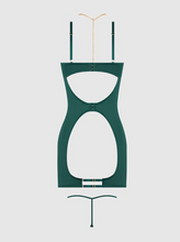 Load image into Gallery viewer, HOUSE OF DESIRE: EVANGELINE SATIN &amp; CHAIN CUTOUT CUP &amp; OPEN BACK CHEMISE SET
