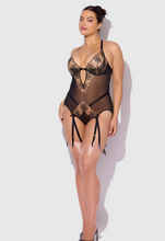 Load image into Gallery viewer, HOUSE OF DESIRE: DELILAH EMBROIDERED OPEN BACK TEDDY
