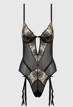 Load image into Gallery viewer, HOUSE OF DESIRE: DELILAH EMBROIDERED OPEN BACK TEDDY
