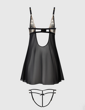 Load image into Gallery viewer, HOUSE OF DESIRE: DELILAH EMBROIDERED &amp; MESH MONOWIRE BABYDOLL SET

