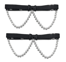 Load image into Gallery viewer, TYES BY TARA : Centerfold White Legtyes - Adjustable Leg Garters [available in 2 colours]
