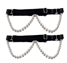 Load image into Gallery viewer, TYES BY TARA : Centerfold White Legtyes - Adjustable Leg Garters [available in 2 colours]
