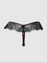 Load image into Gallery viewer, HOUSE OF DESIRE : DEVON LEOPARD AND LACE CROTCHLESS PEARL THONG
