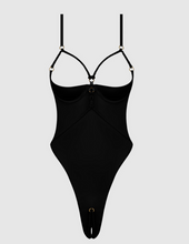 Load image into Gallery viewer, HOUSE OF DESIRE: IRYNA SILKY MICRO &amp; ROPE CROTCHLESS TEDDY - BLACK
