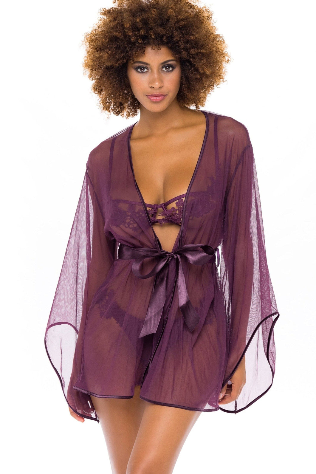 OH LA LA CHERI: SYDNEY SHEER SHORTIE ROBE L/XL