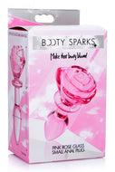 Booty Sparks: Pink Rose Glass Anal Plug - Small