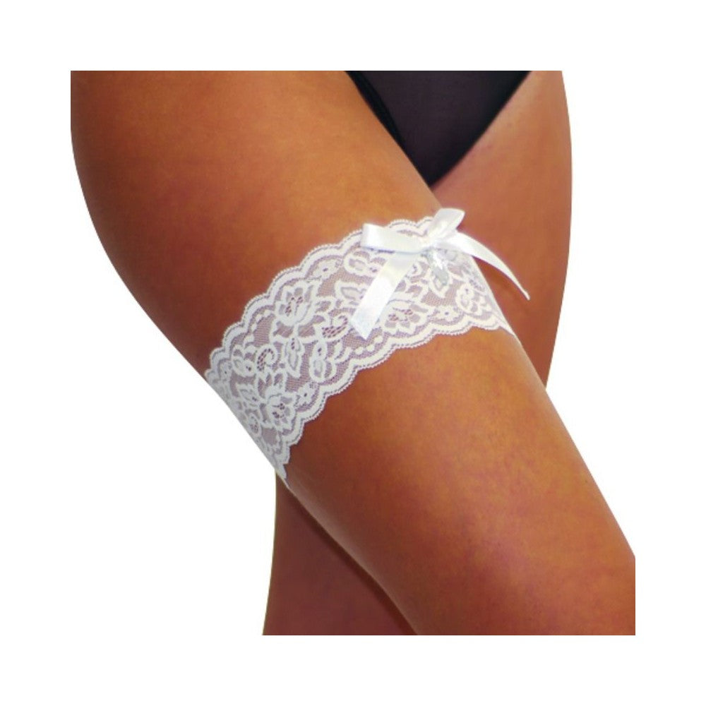 baci: WHITE LACY GARTER WITH BOW