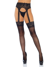 Load image into Gallery viewer, Mia Opaque Garter Belt Stockings O/S
