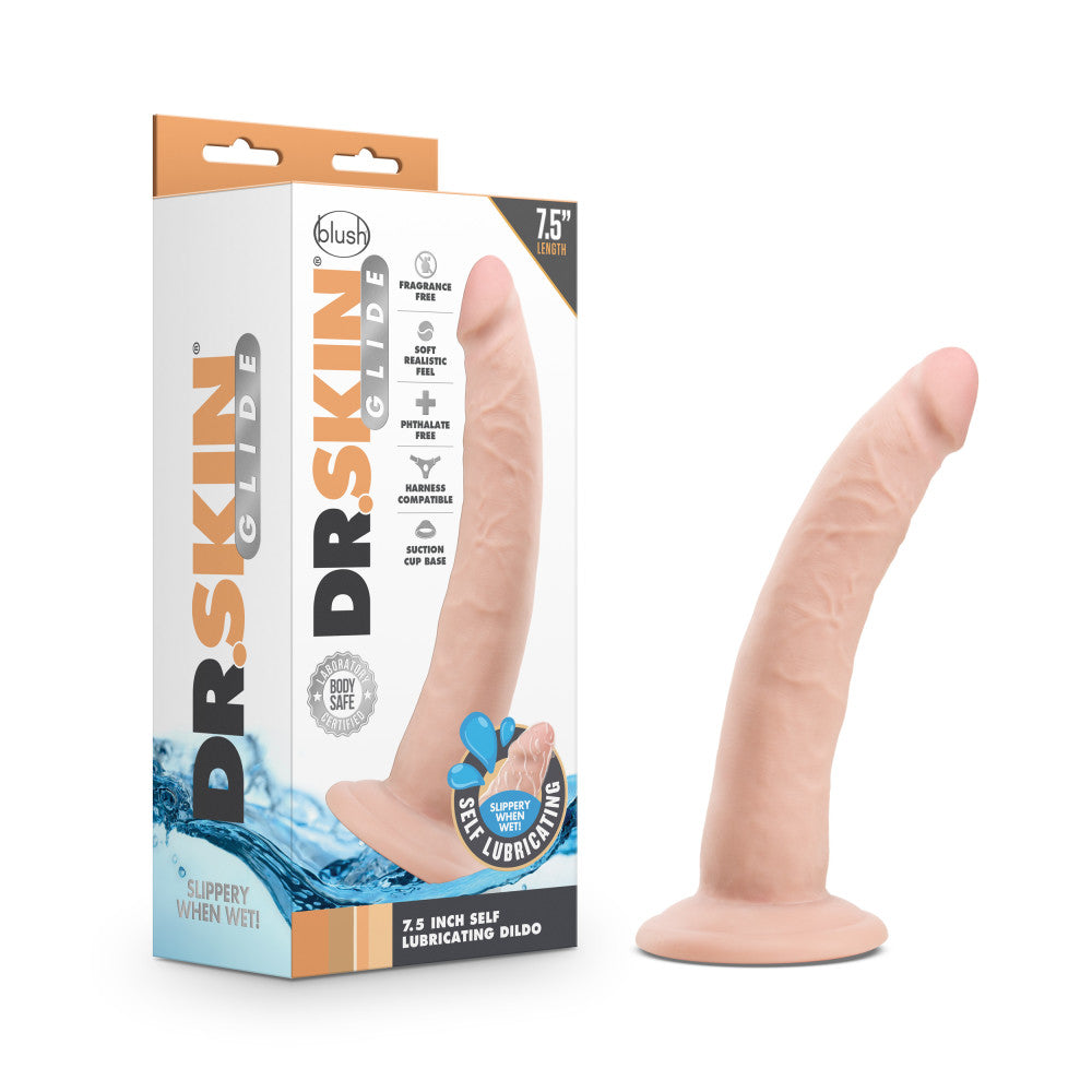 Dr. Skin Glide - 7.5 inch Self Lubricating Dildo- Vanilla