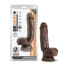 Load image into Gallery viewer, Dr. Skin Plus - 8 Inch Thick Poseable Dildo With Squeezable Balls - Chocolate
