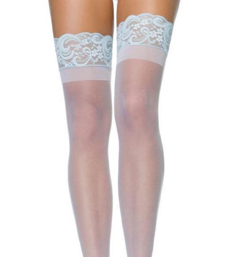 LEG AVENUE: Spandex Sheer Lace Top Stay Up Thigh Highs