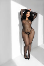 Load image into Gallery viewer, MAPALE: 1102x Black Long Sleeved Fishnet Body Stocking [ PLUS]
