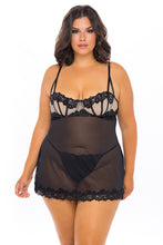 Load image into Gallery viewer, Oh La La Cheri: JULIE LACE TRIM &amp; CAGED DETAILING OPEN BACK BABYDOLL with Matching G-String
