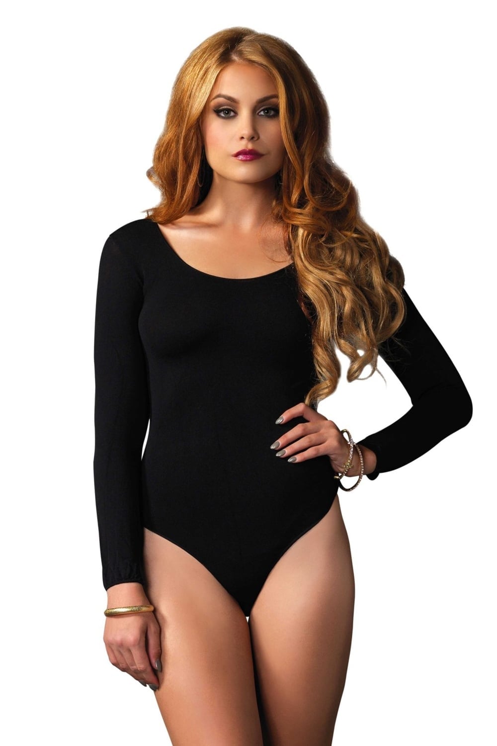 LEG AVENUE:  Flawless Opaque Long Sleeve Bodysuit