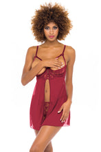 Load image into Gallery viewer, OH LA LA CHERI: KIRA EMBROIDERED OPEN CUP BABYDOLL *SALE ITEM*
