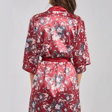 Load image into Gallery viewer, I Collection satin floral robe with satin trim

